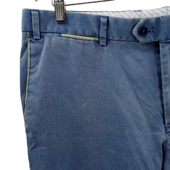 Hiltl The Ultimate Trousers Blue Flat Front Cotton Dress Pants Size 38 x 26 - Picture 3 of 12